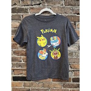 Pokemon Shirt‎ Youth Large Gray Pikachu Froakie Fennekin Chespin Graphic Tee